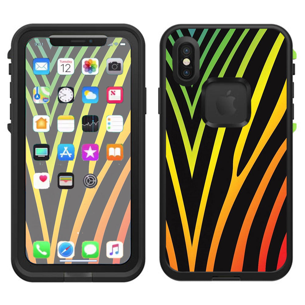   Zebra Stripe Rainbow Lifeproof Fre Case iPhone X Skin