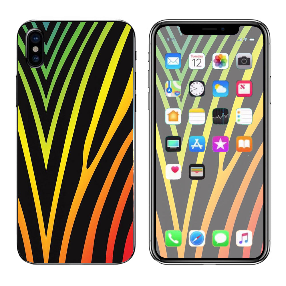   Zebra Stripe Rainbow Apple iPhone X Skin