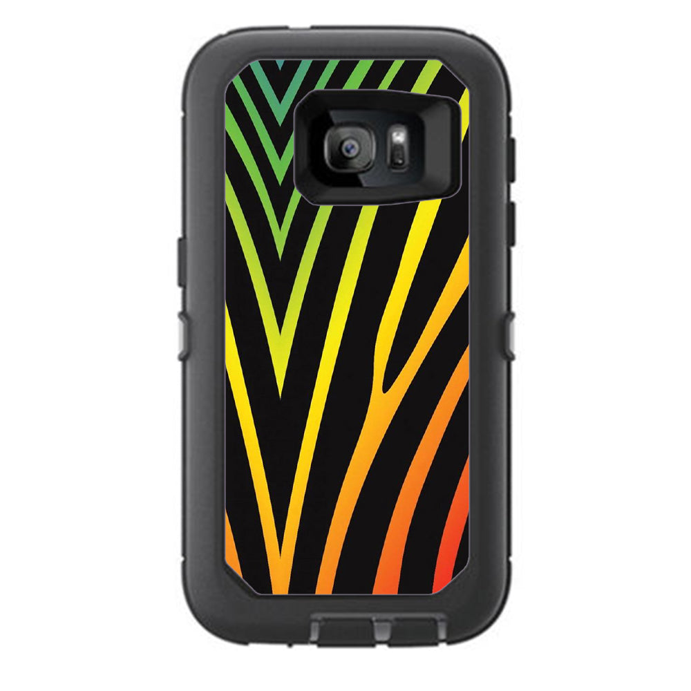   Zebra Stripe Rainbow Otterbox Defender Samsung Galaxy S7 Skin