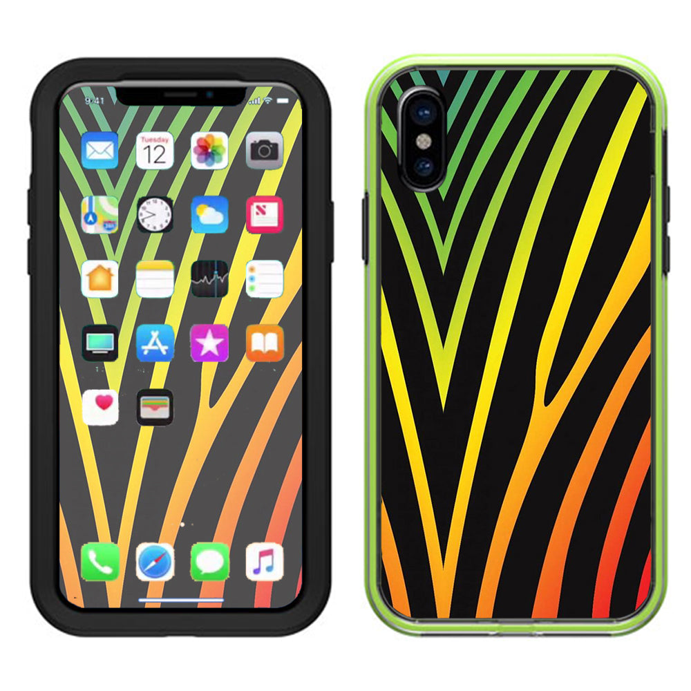   Zebra Stripe Rainbow Lifeproof Slam Case iPhone X Skin