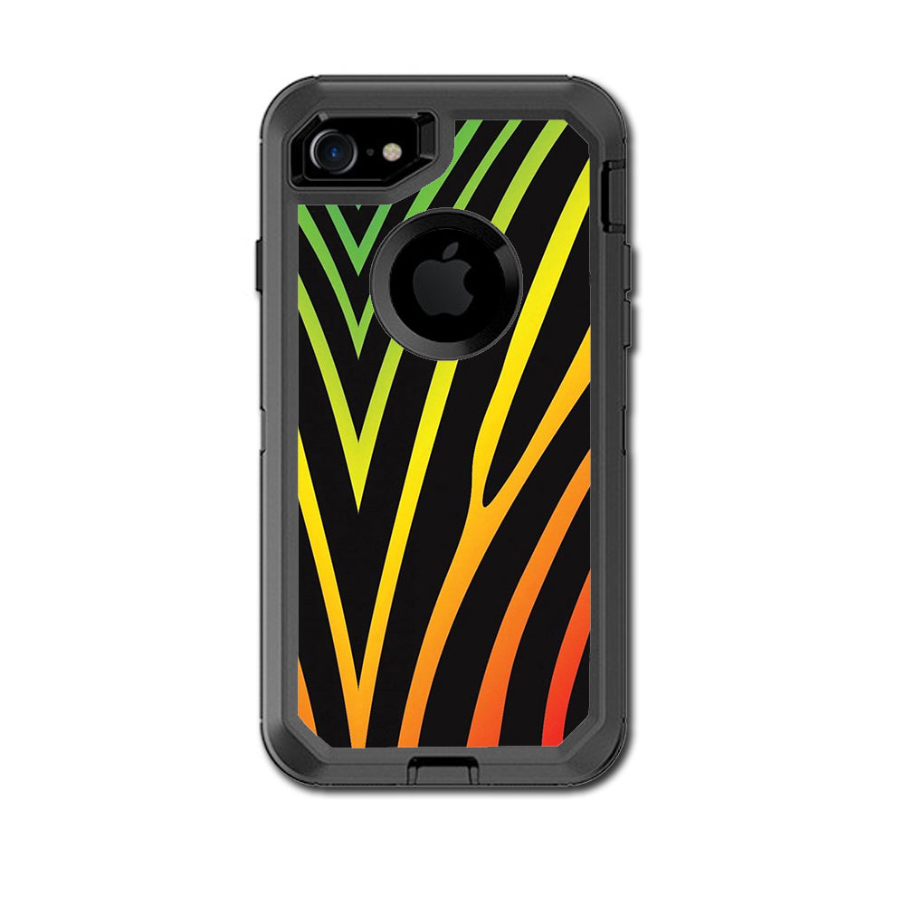   Zebra Stripe Rainbow Otterbox Defender iPhone 7 or iPhone 8 Skin