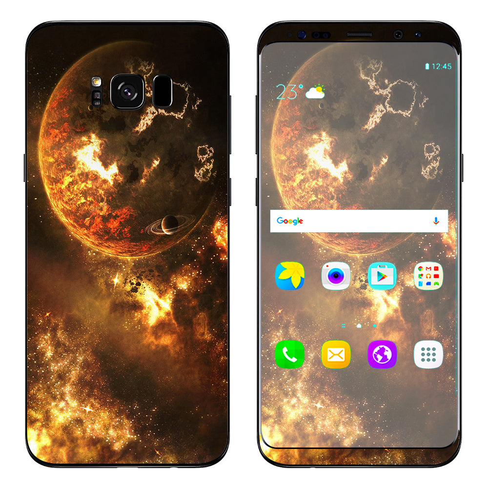  Planets Fire Saturn Rings Samsung Galaxy S8 Skin