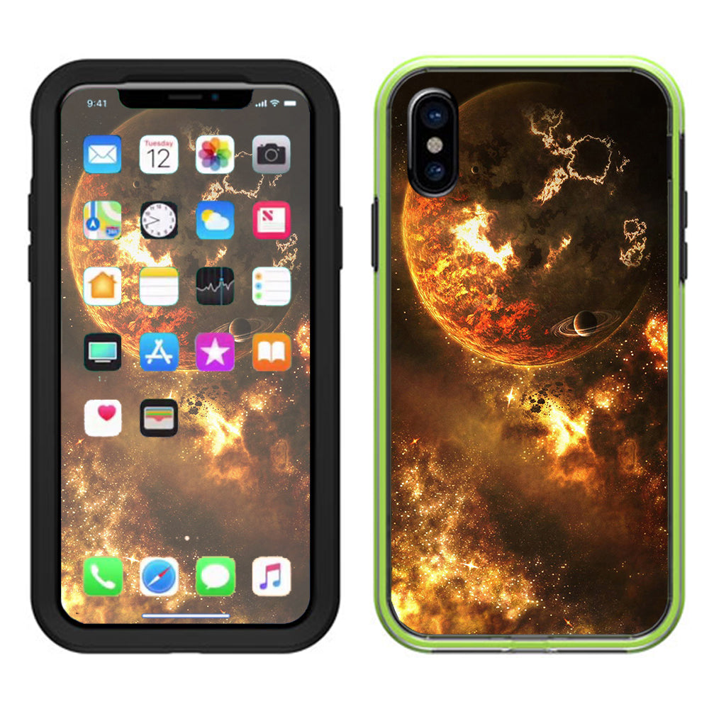  Planets Fire Saturn Rings Lifeproof Slam Case iPhone X Skin