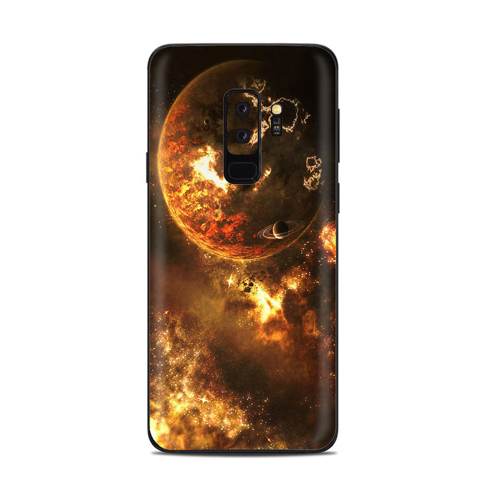  Planets Fire Saturn Rings Samsung Galaxy S9 Plus Skin