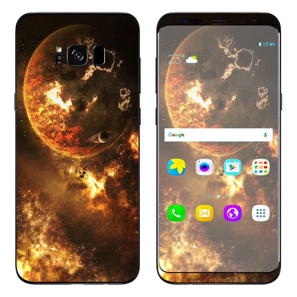  Planets Fire Saturn Rings Samsung Galaxy S8 Plus Skin