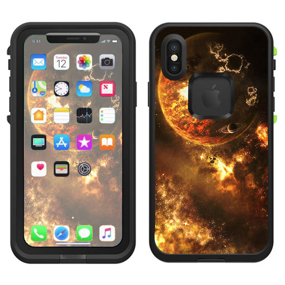  Planets Fire Saturn Rings Lifeproof Fre Case iPhone X Skin