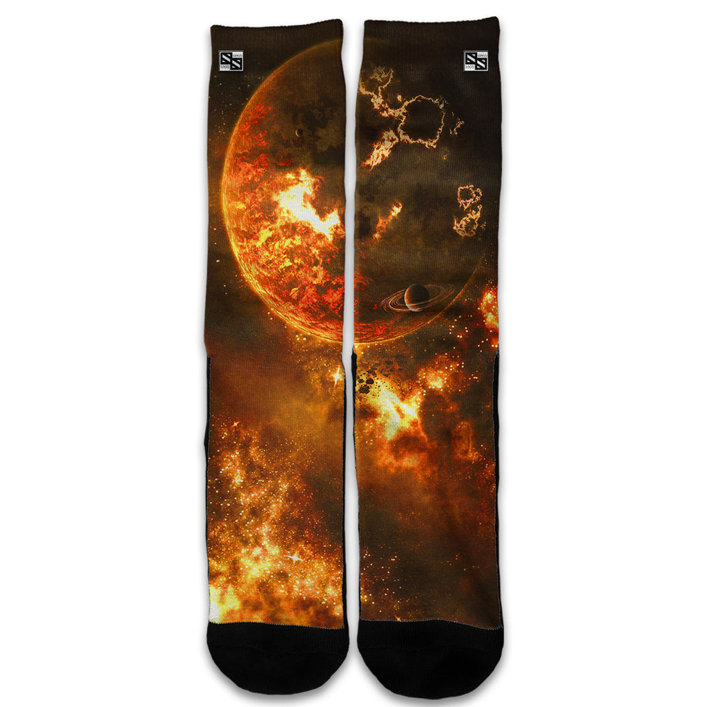  Planets Fire Saturn Rings Universal Socks