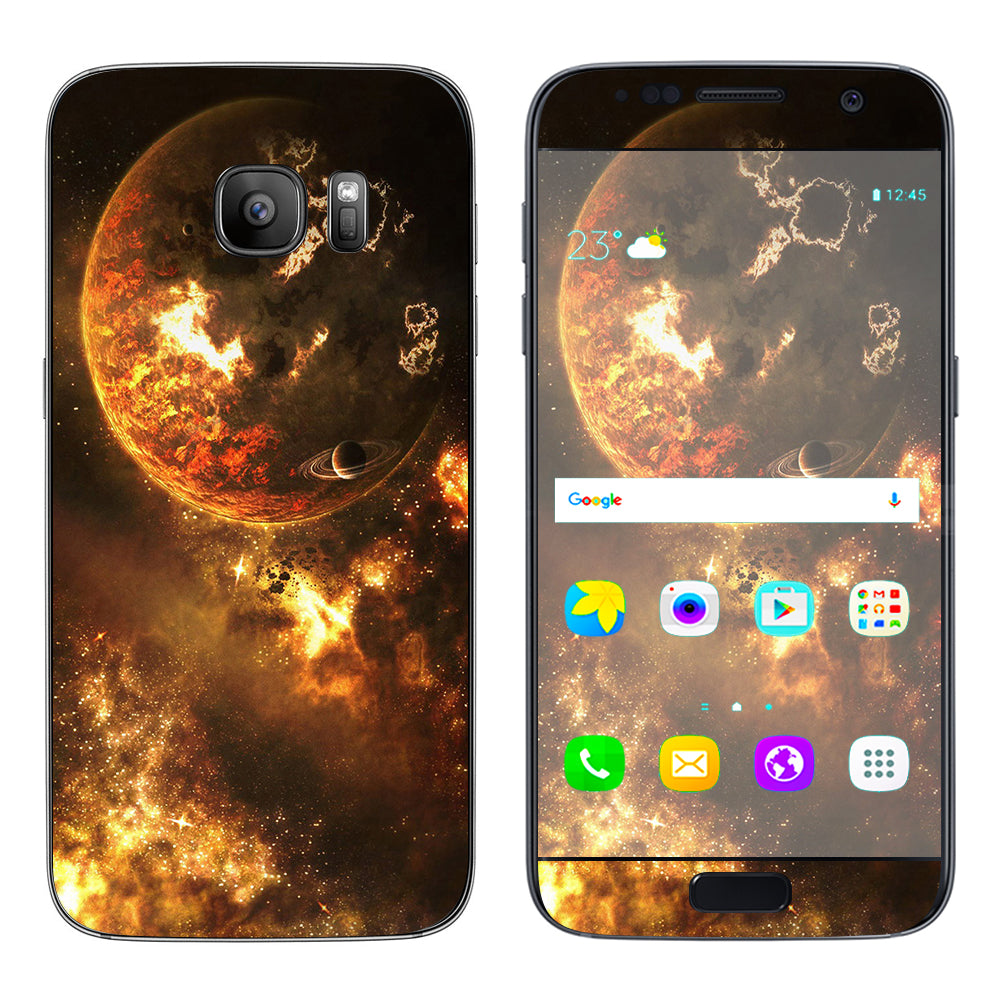  Planets Fire Saturn Rings Samsung Galaxy S7 Skin