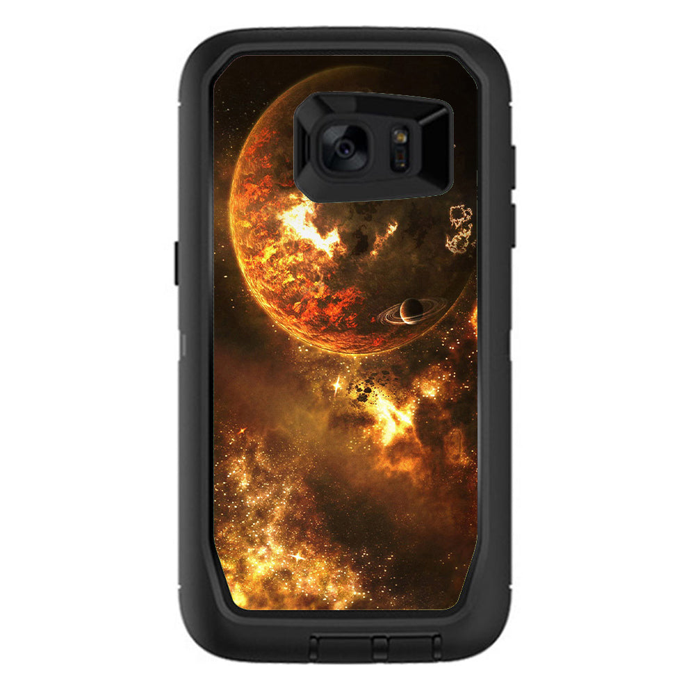  Planets Fire Saturn Rings Otterbox Defender Samsung Galaxy S7 Edge Skin