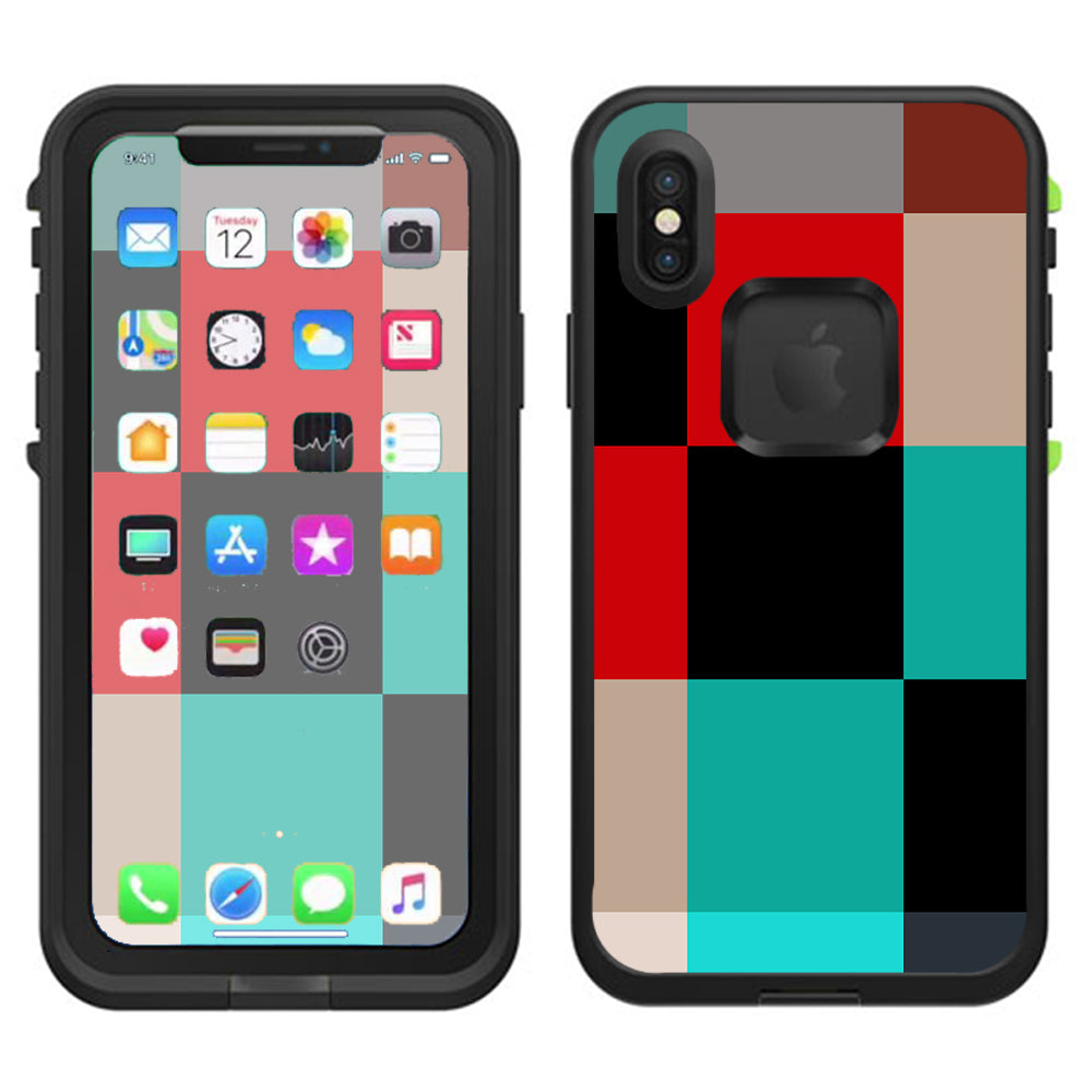  Colorful  Boxes Checkers Lifeproof Fre Case iPhone X Skin