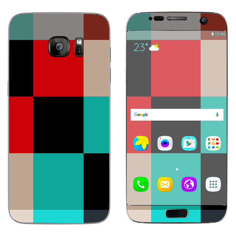  Colorful  Boxes Checkers Samsung Galaxy S7 Edge Skin