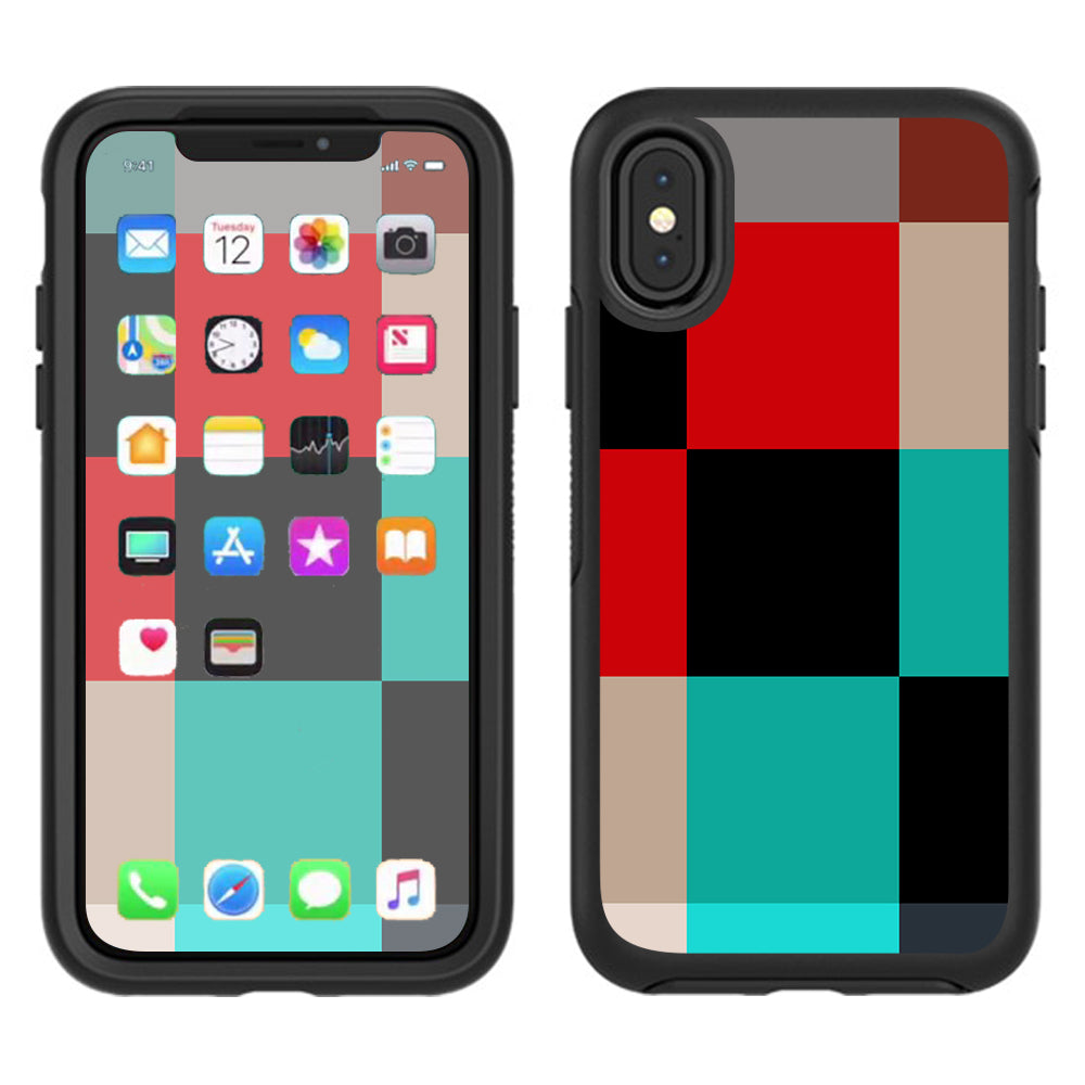  Colorful  Boxes Checkers Otterbox Defender Apple iPhone X Skin