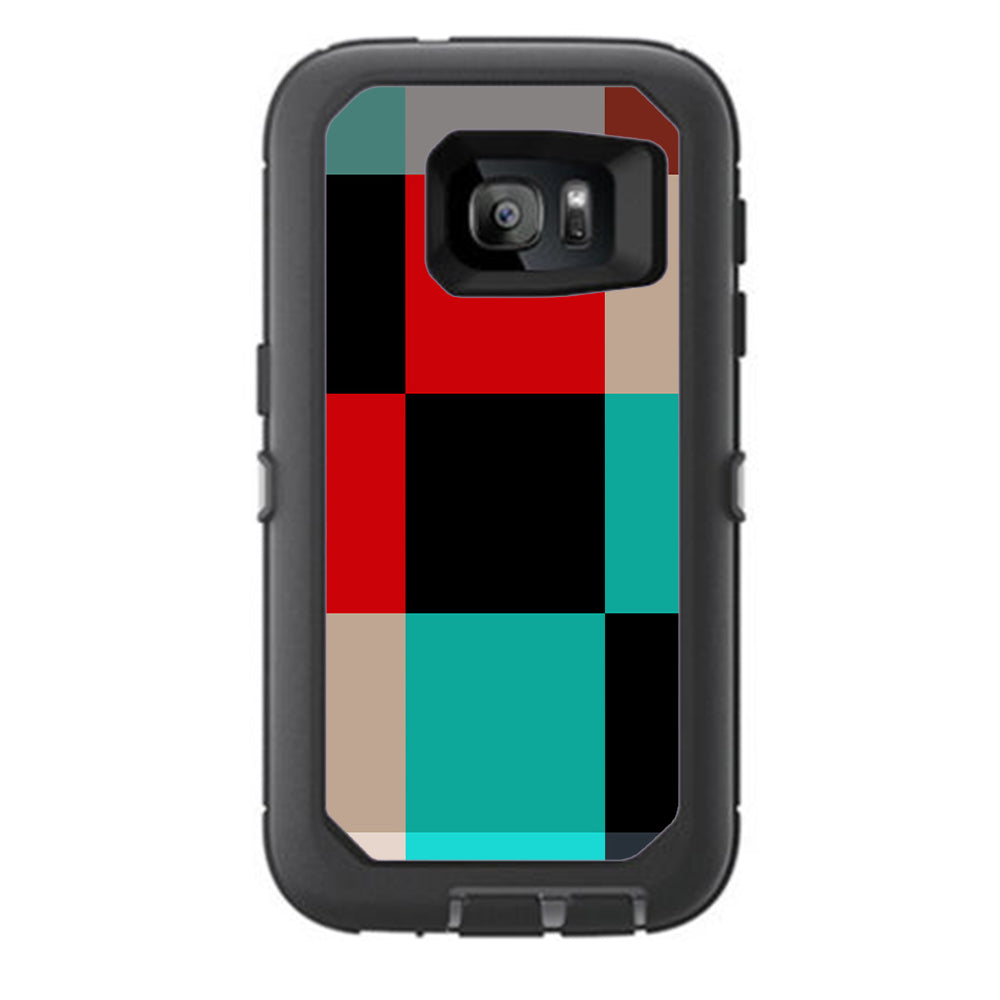  Colorful  Boxes Checkers Otterbox Defender Samsung Galaxy S7 Skin