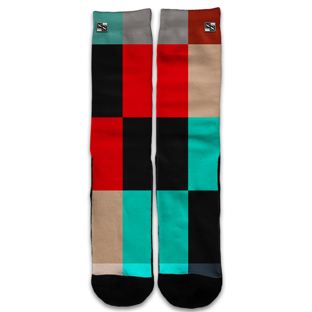  Colorful  Boxes Checkers Universal Socks