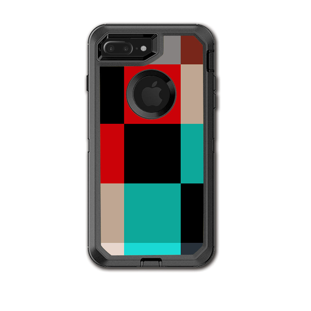  Colorful  Boxes Checkers Otterbox Defender iPhone 7+ Plus or iPhone 8+ Plus Skin