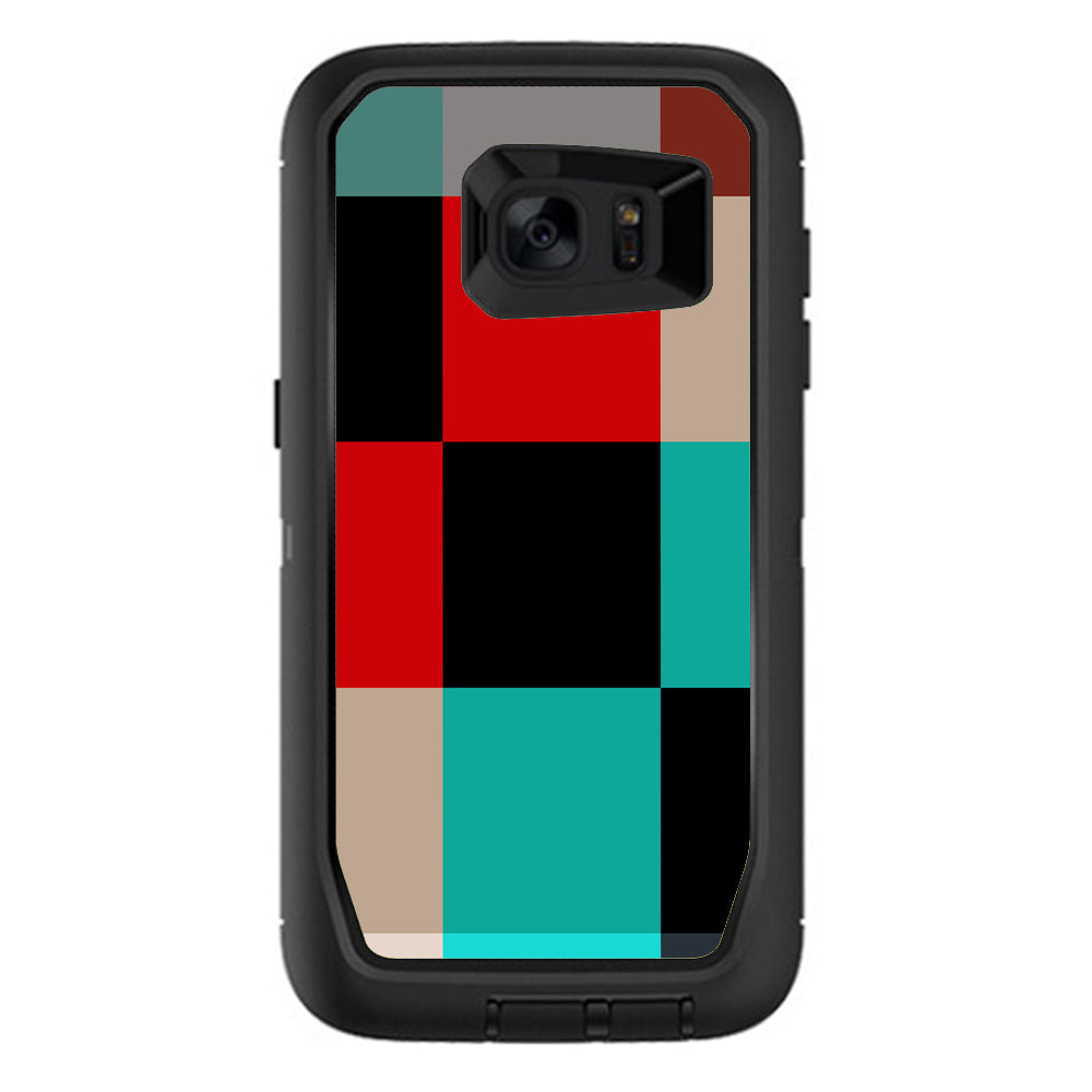  Colorful  Boxes Checkers Otterbox Defender Samsung Galaxy S7 Edge Skin