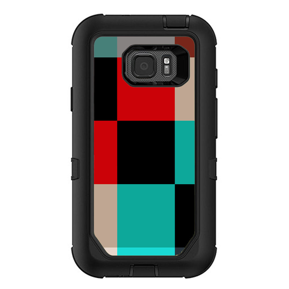  Colorful  Boxes Checkers Otterbox Defender Samsung Galaxy S7 Active Skin