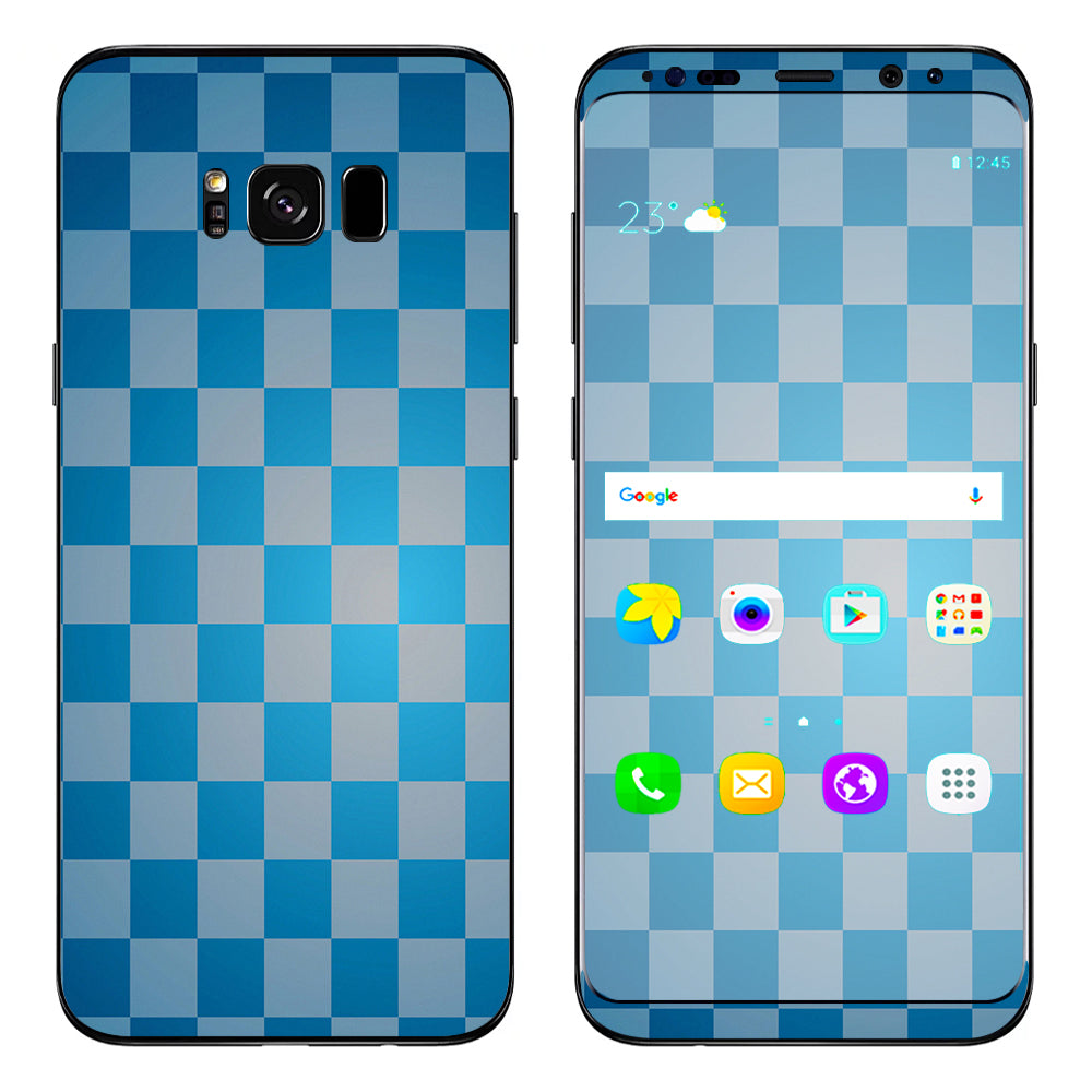  Blue Grey Checkers Samsung Galaxy S8 Plus Skin