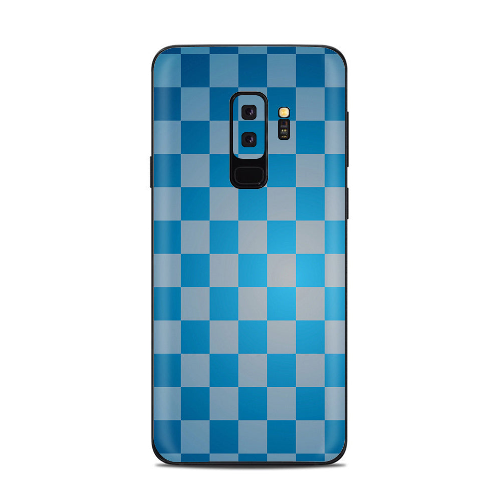  Blue Grey Checkers Samsung Galaxy S9 Plus Skin