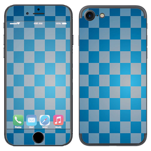  Blue Grey Checkers Apple iPhone 7 or iPhone 8 Skin