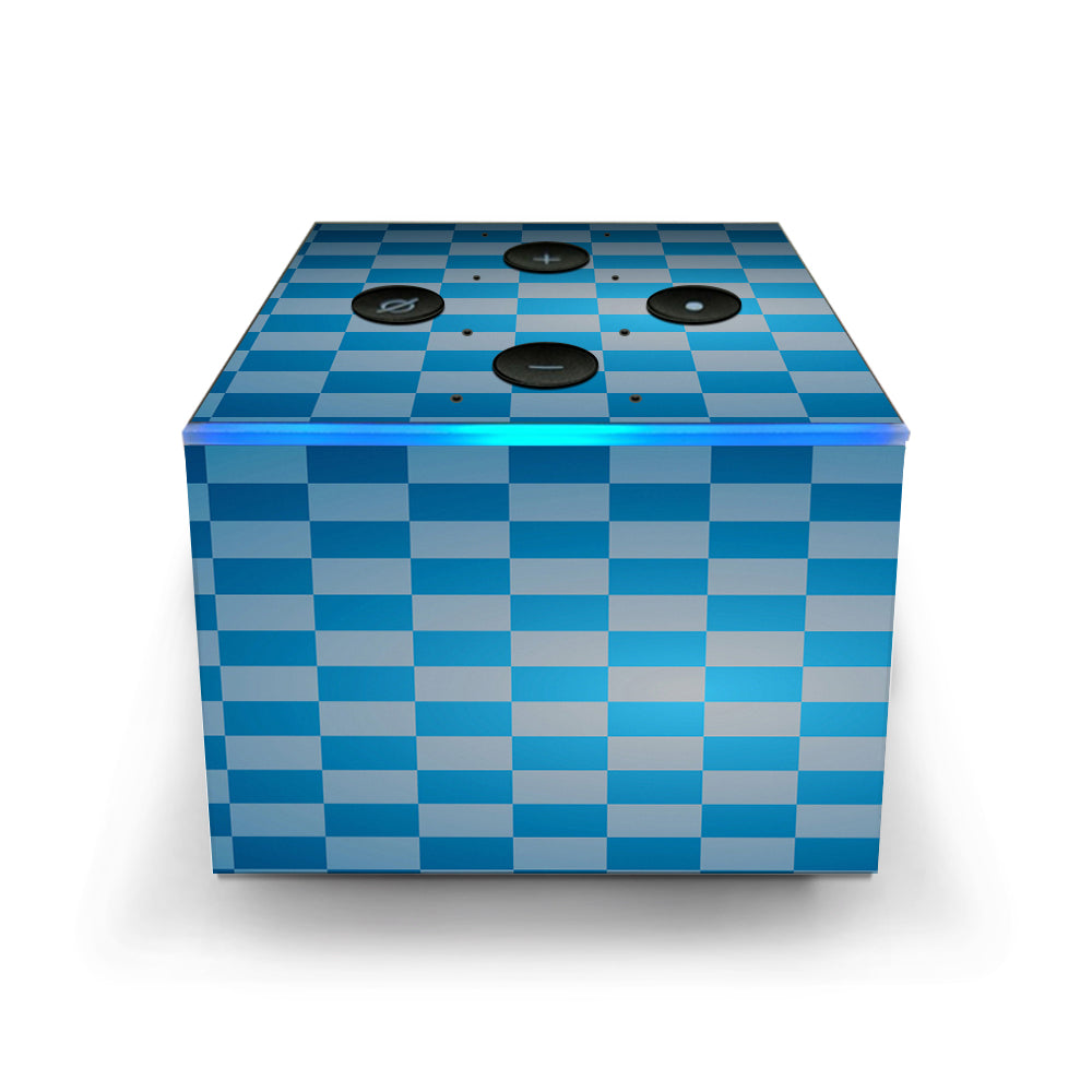  Blue Grey Checkers Amazon Fire TV Cube Skin