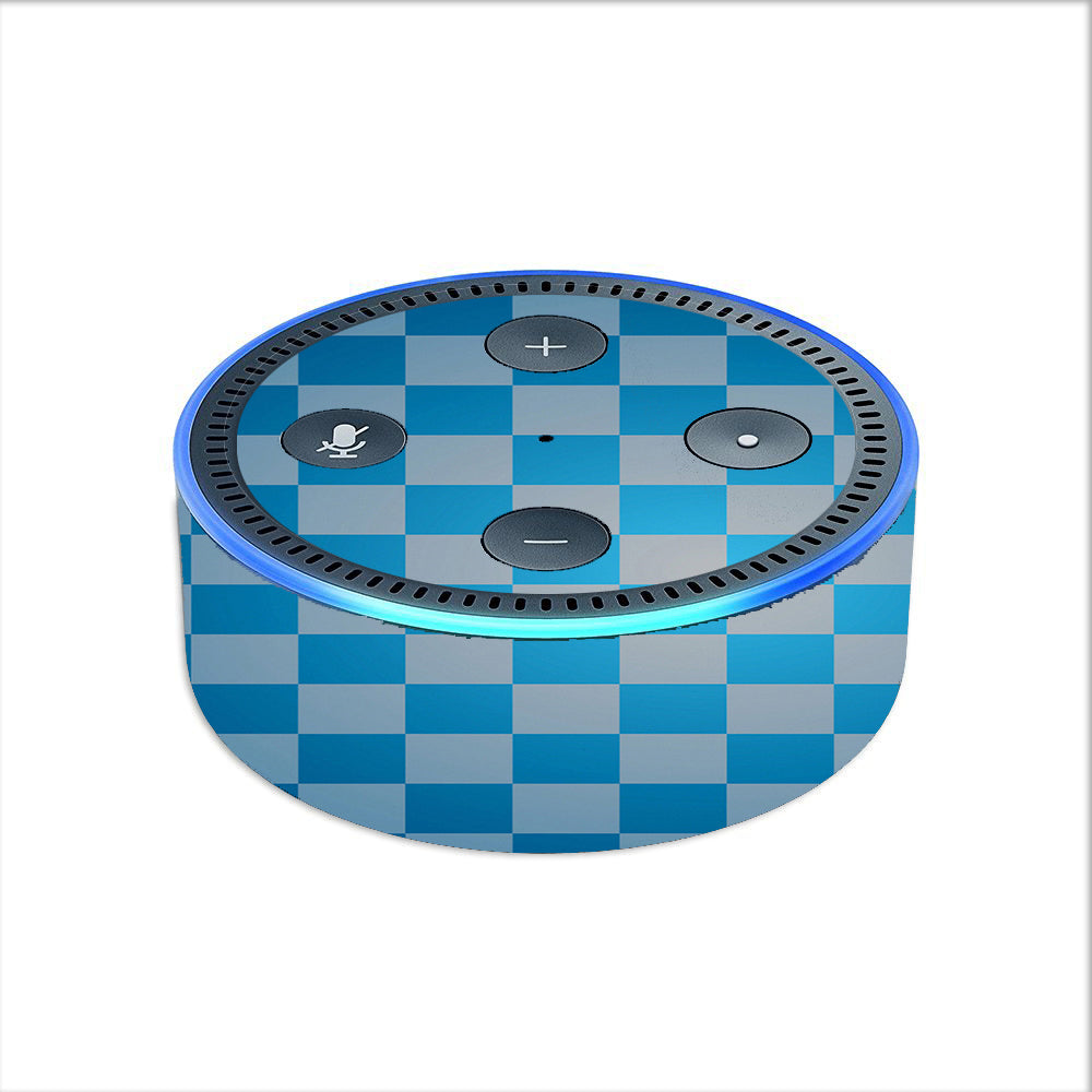  Blue Grey Checkers Amazon Echo Dot 2nd Gen Skin