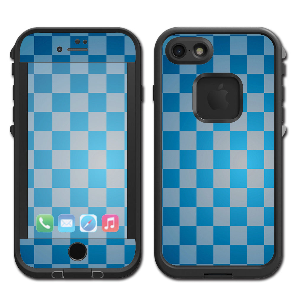  Blue Grey Checkers Lifeproof Fre iPhone 7 or iPhone 8 Skin