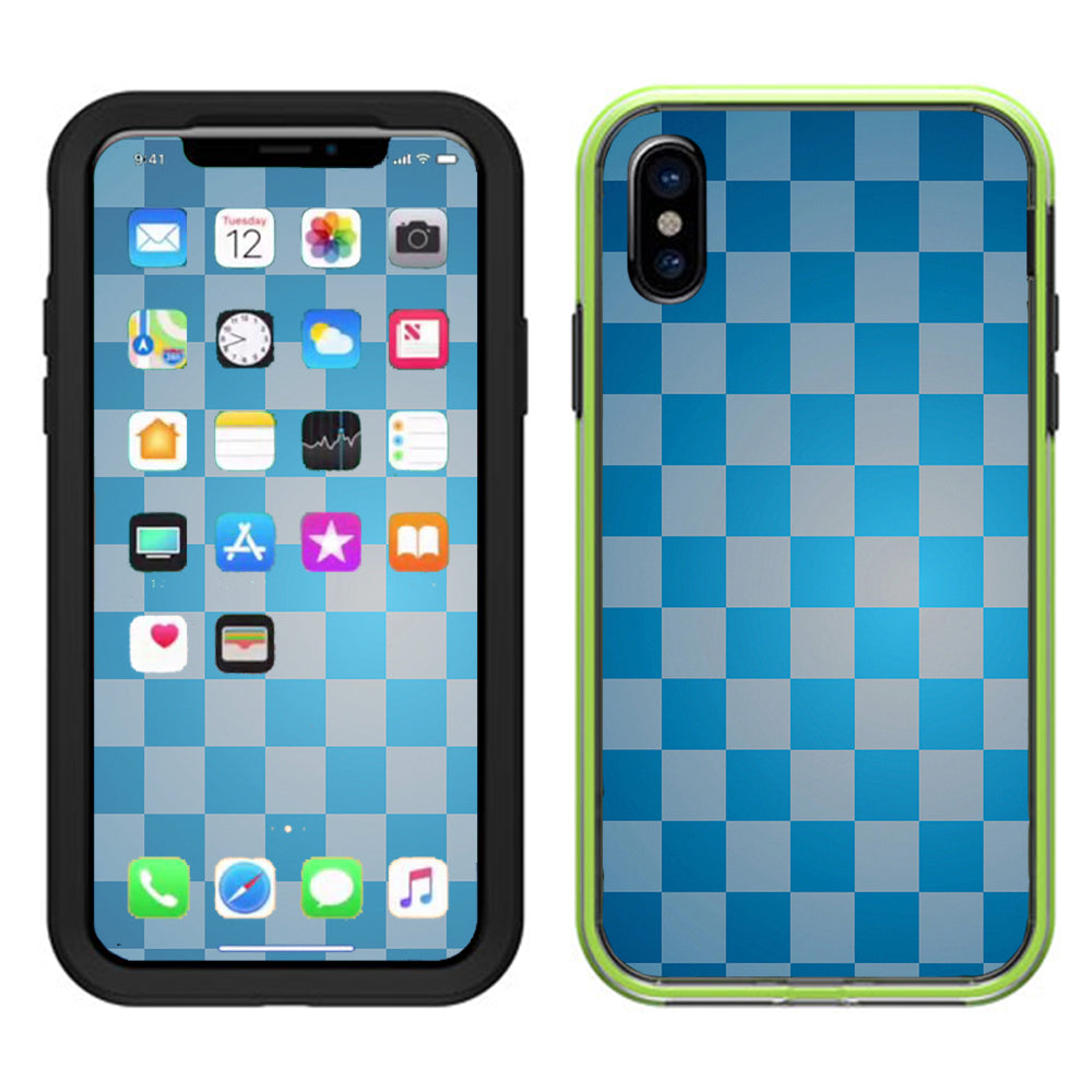  Blue Grey Checkers Lifeproof Slam Case iPhone X Skin