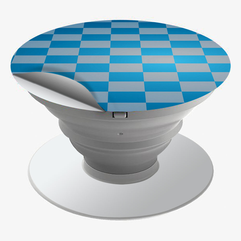  Blue Grey Checkers Popsocket Pop Socket Skin