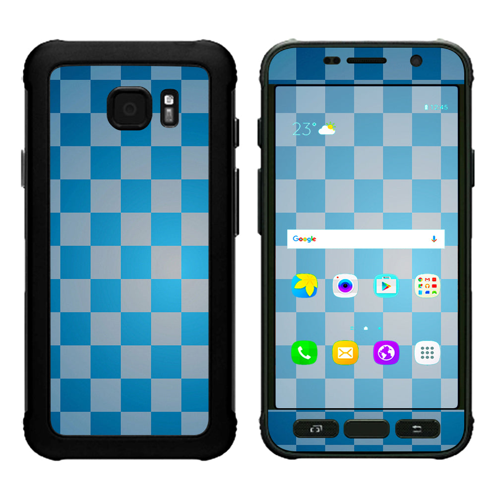  Blue Grey Checkers Samsung Galaxy S7 Active Skin