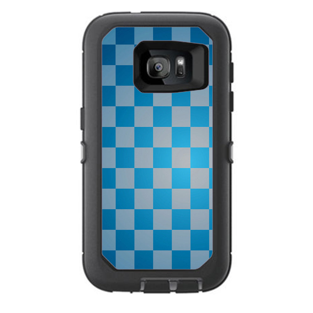  Blue Grey Checkers Otterbox Defender Samsung Galaxy S7 Skin