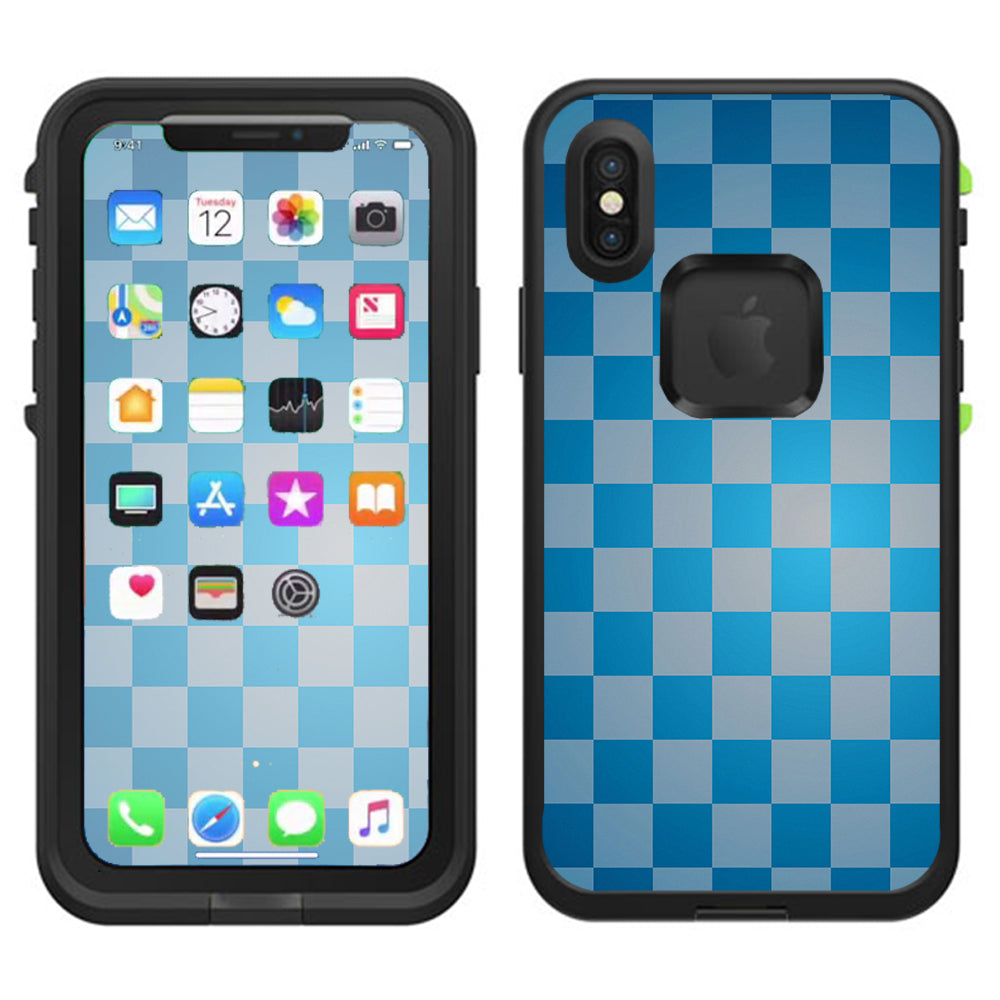  Blue Grey Checkers Lifeproof Fre Case iPhone X Skin