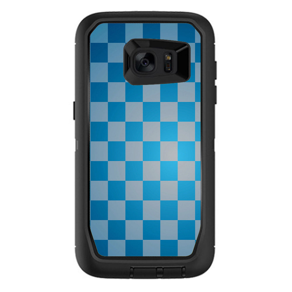  Blue Grey Checkers Otterbox Defender Samsung Galaxy S7 Edge Skin