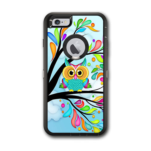  Colorful Artistic Owl In Tree Otterbox Defender iPhone 6 PLUS Skin