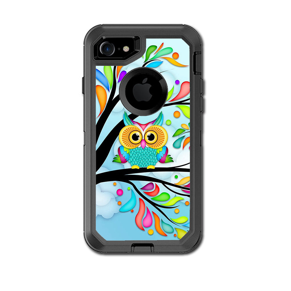  Colorful Artistic Owl In Tree Otterbox Defender iPhone 7 or iPhone 8 Skin