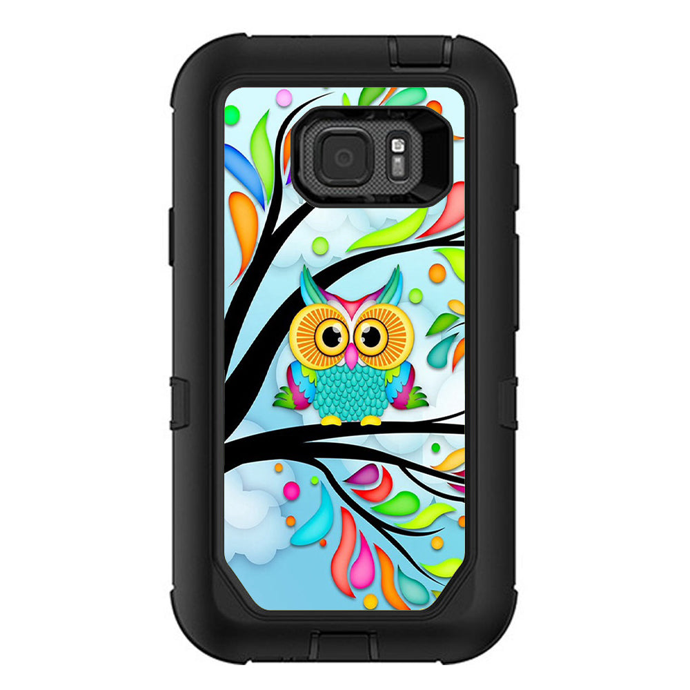  Colorful Artistic Owl In Tree Otterbox Defender Samsung Galaxy S7 Active Skin