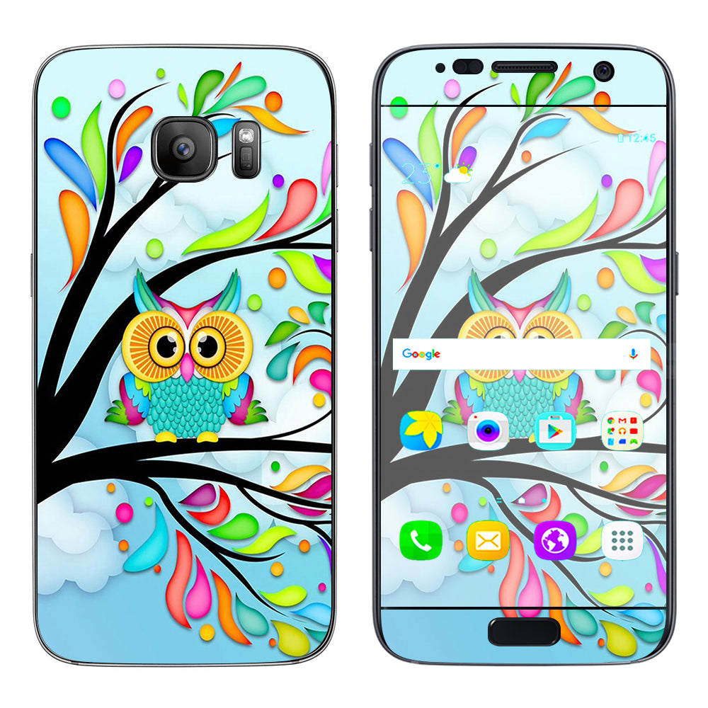  Colorful Artistic Owl In Tree  Samsung Galaxy S7 Skin