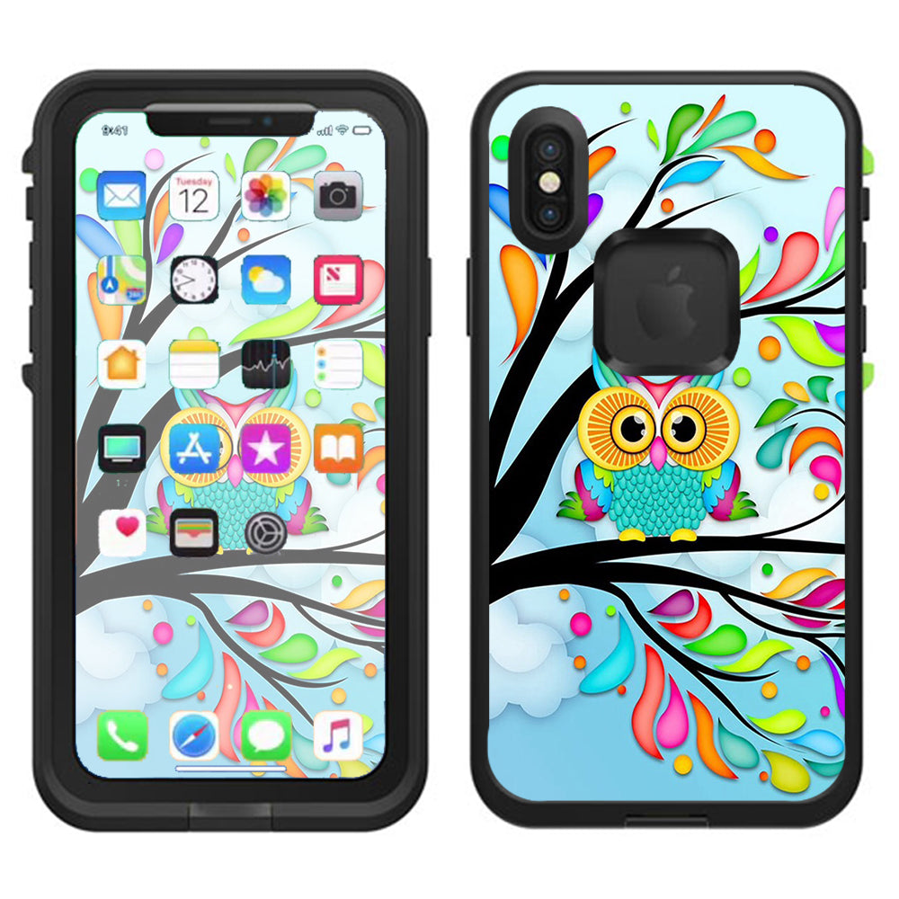 Colorful Artistic Owl In Tree  Lifeproof Fre Case iPhone X Skin