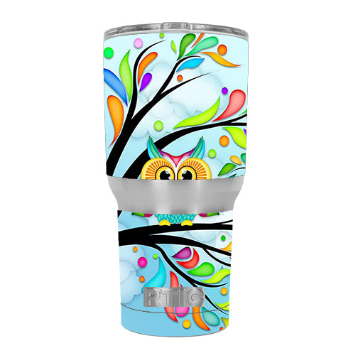  Colorful Artistic Owl In Tree RTIC 30oz Tumbler Skin