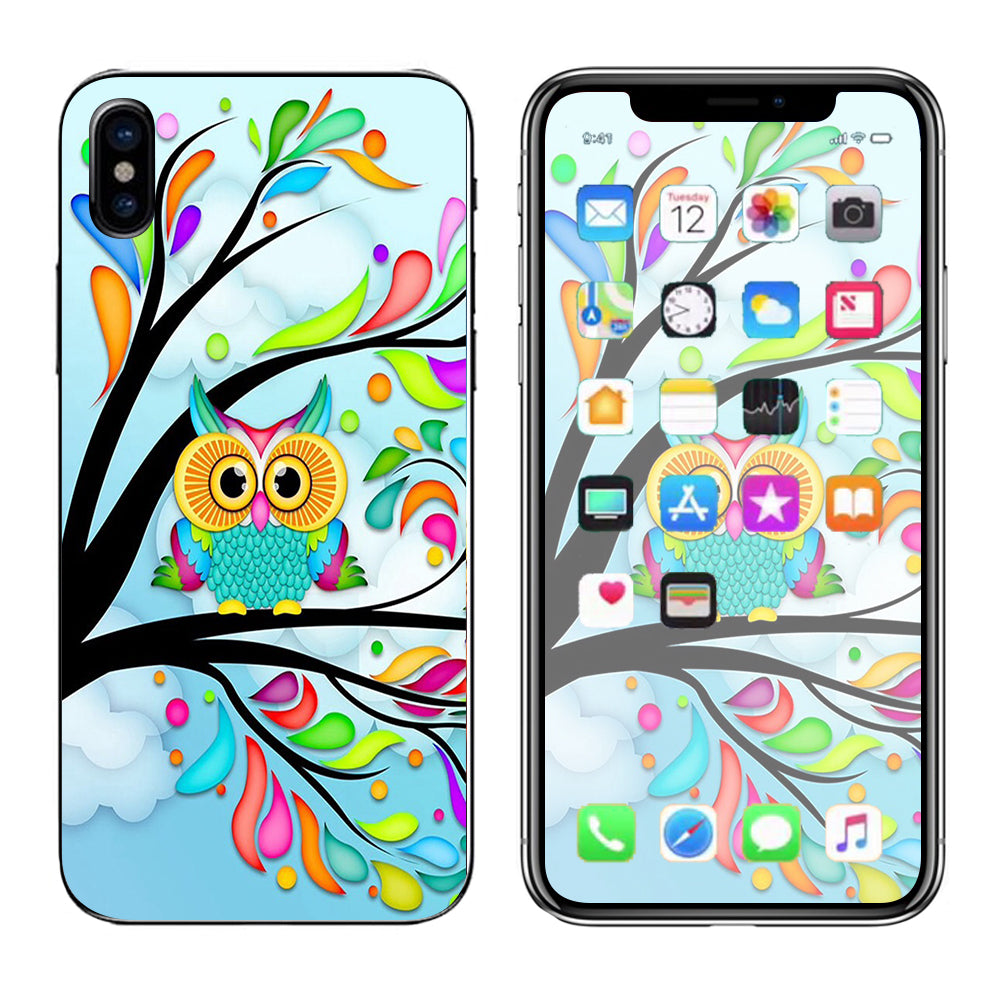  Colorful Artistic Owl In Tree  Apple iPhone X Skin