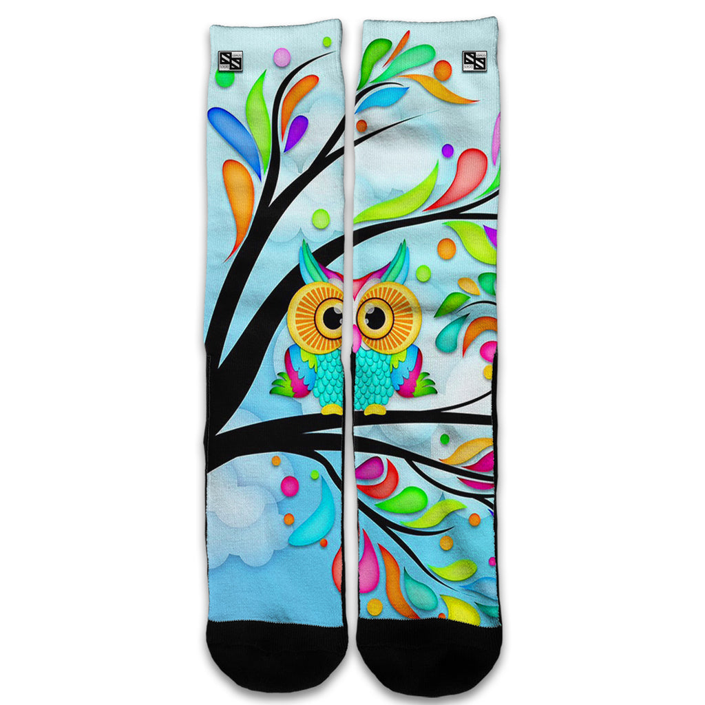  Colorful Artistic Owl In Tree Universal Socks