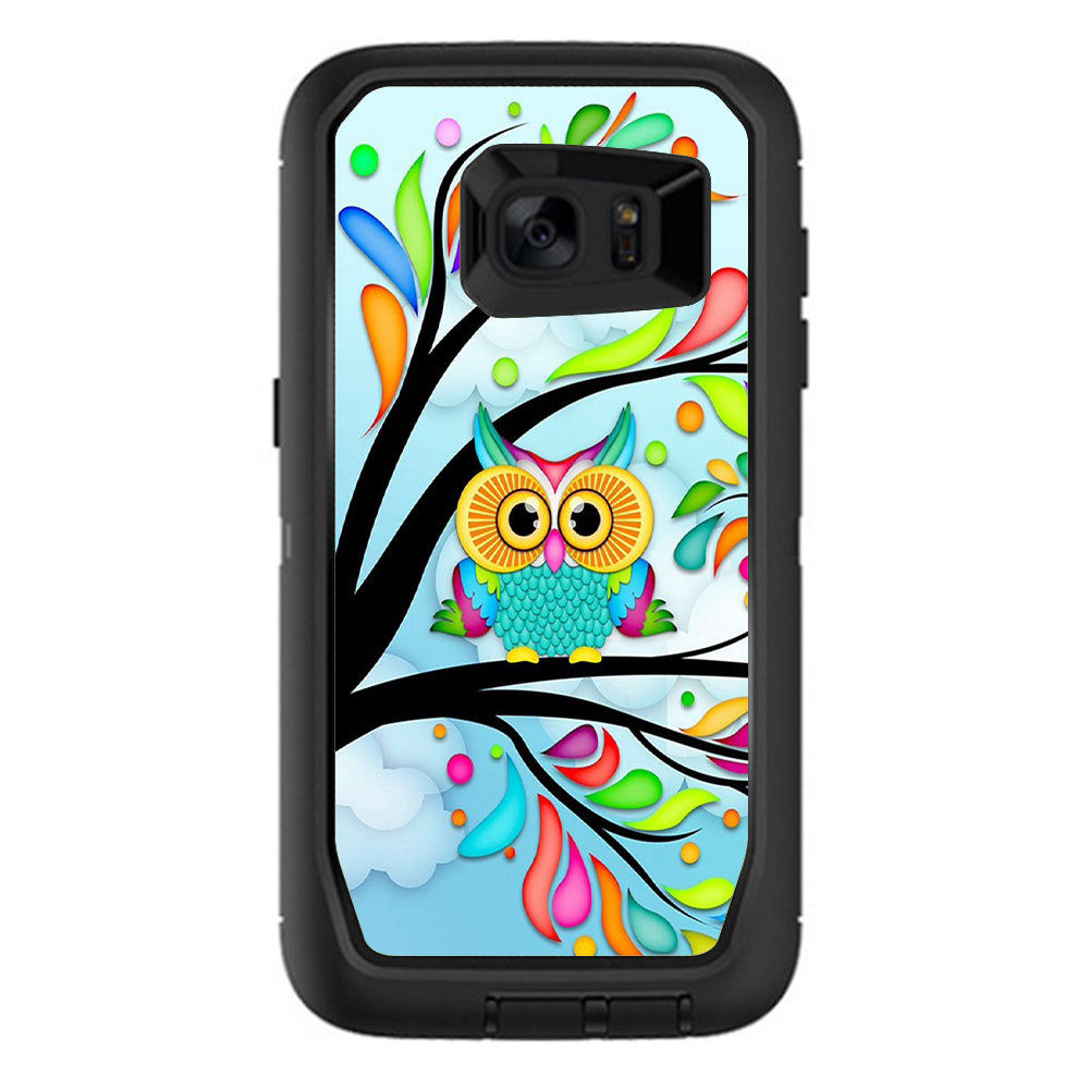  Colorful Artistic Owl In Tree Otterbox Defender Samsung Galaxy S7 Edge Skin