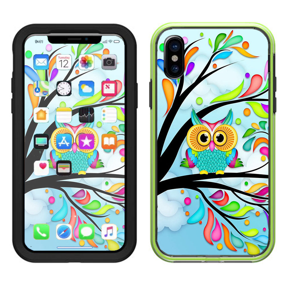  Colorful Artistic Owl In Tree  Lifeproof Slam Case iPhone X Skin