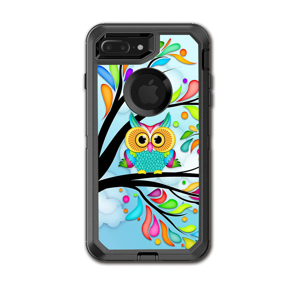  Colorful Artistic Owl In Tree Otterbox Defender iPhone 7+ Plus or iPhone 8+ Plus Skin