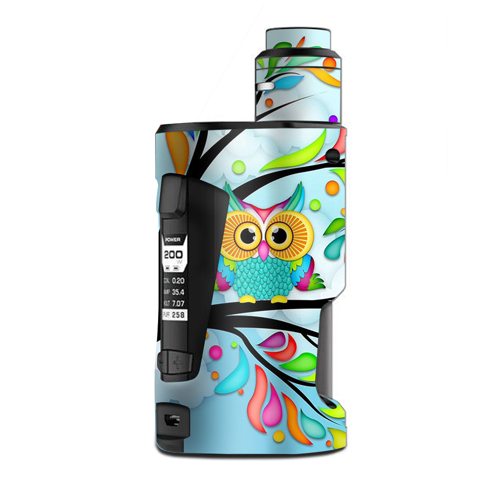  Colorful Artistic Owl In Tree  G Box Squonk Geek Vape Skin