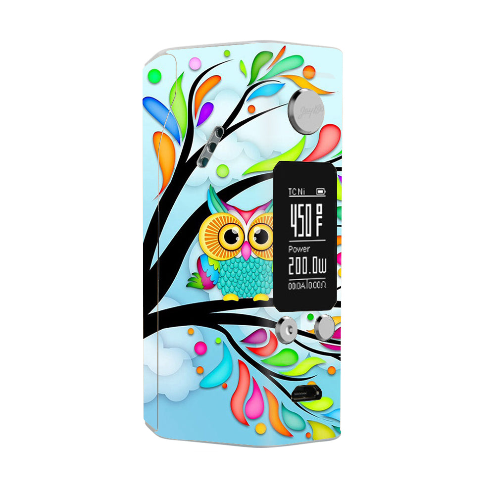  Colorful Artistic Owl In Tree Wismec Reuleaux RX200S Skin