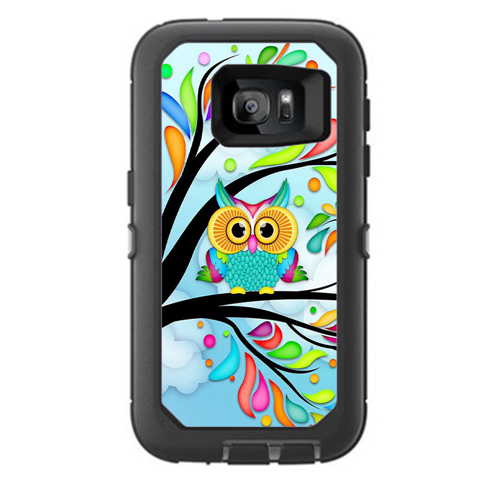  Colorful Artistic Owl In Tree Otterbox Defender Samsung Galaxy S7 Skin