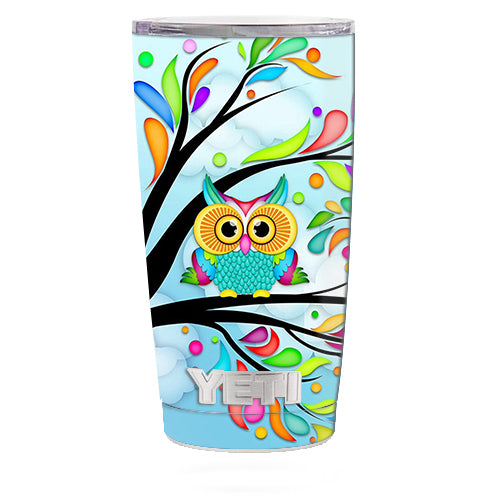  Colorful Artistic Owl In Tree Yeti 20oz Rambler Tumbler Skin