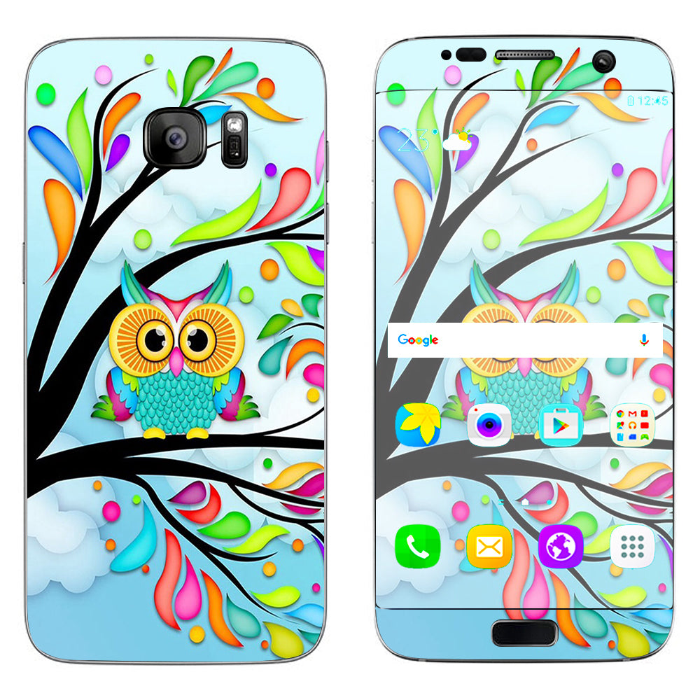  Colorful Artistic Owl In Tree  Samsung Galaxy S7 Edge Skin