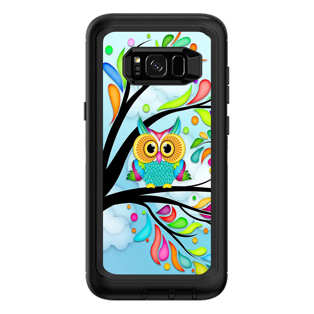  Colorful Artistic Owl In Tree  Otterbox Defender Samsung Galaxy S8 Plus Skin